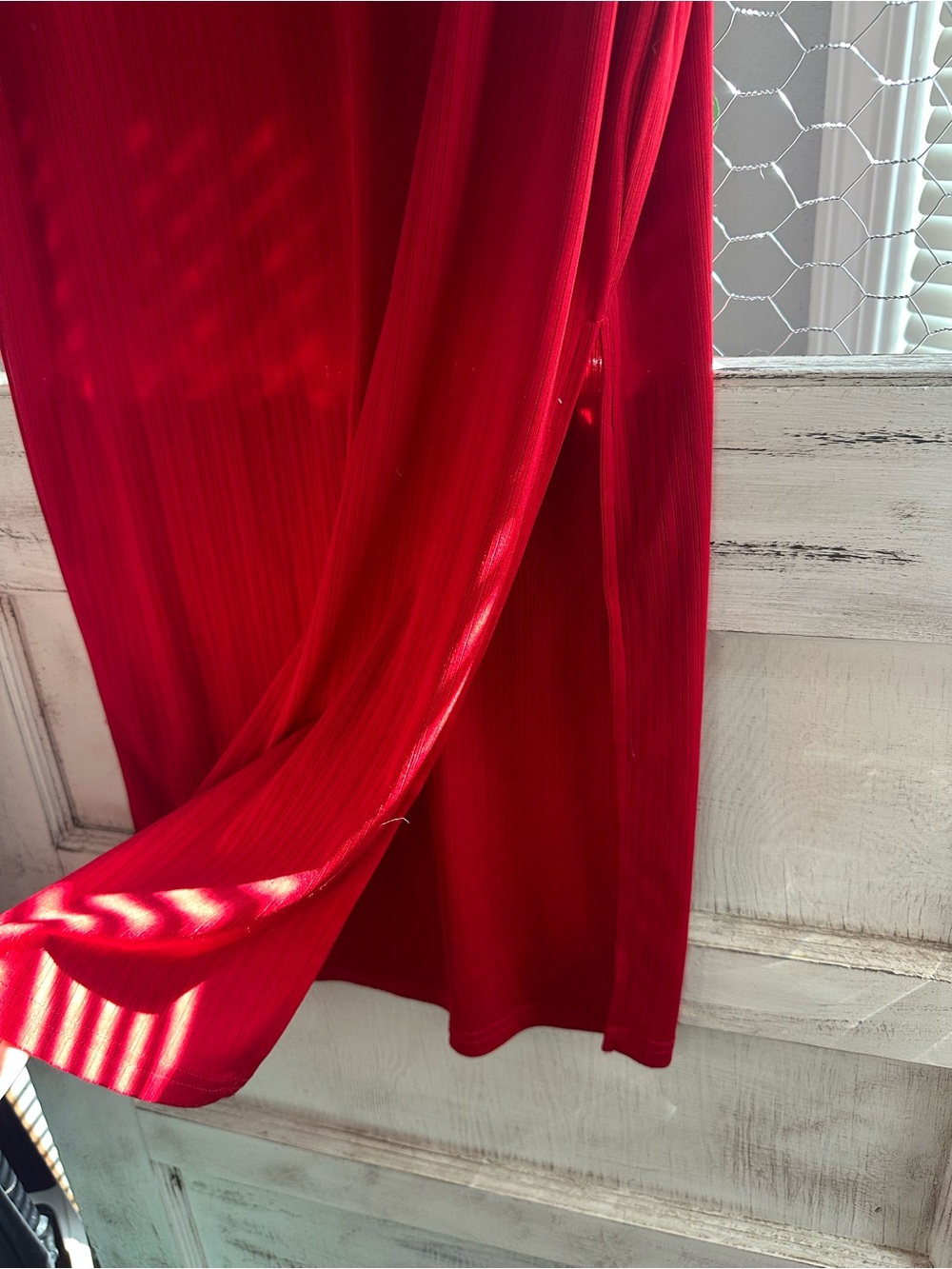 Cider| Red Ribbed Polo Midi Dress - Picture 3 of 6